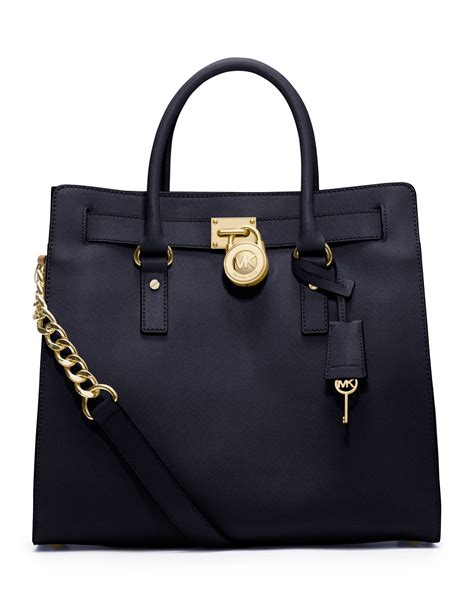 michael michael kors hamilton large logo tote black|Michael Kors saffiano large tote.